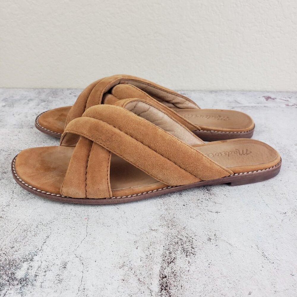 Madewell The Skyler Slide Sandal in Suede Cognac Brown size 7.5 Leather Casual - Picture 4 of 15